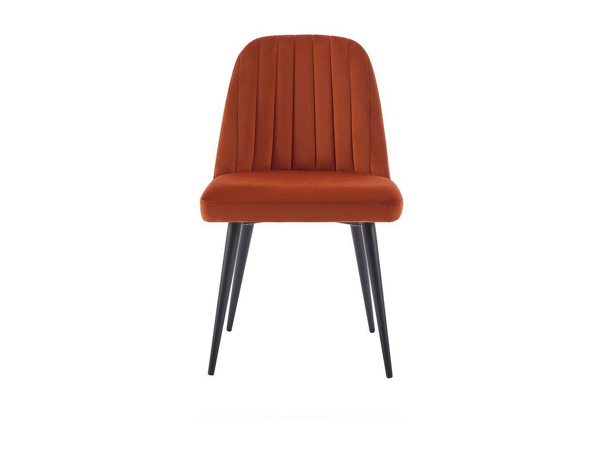 STUHL 2er-Set - Samt & schwarzes Metall - Terracotta - ELEANA - Braun, Textil (52/81/49cm) - Vente-Unique