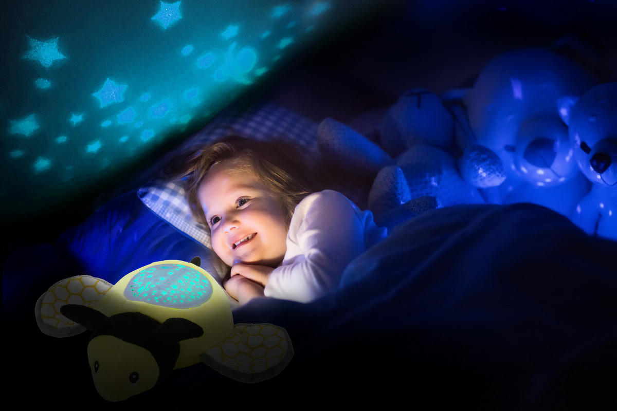 LED-PLÜSCHTIER Sternenprojektor Nachtlicht mit 13 Schlummermelodien / waschbar / Lautstärke einstellbar Biene - Gelb, Kunststoff (10/10/10cm) - Northpoint