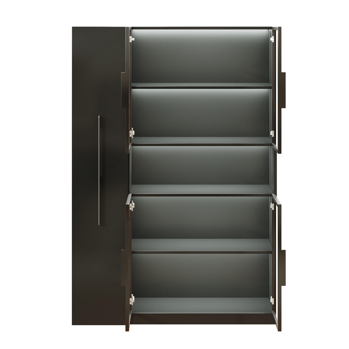VITRINE 110cm Schwarz Glas LED Schubladen modern - Schwarz, Holzwerkstoff (110/160/35cm) - FLIEKS