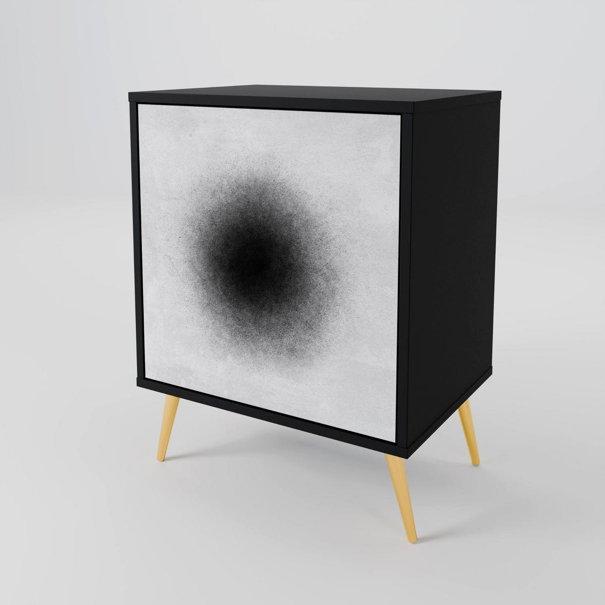 SIDEBOARD BLACK HOLE, Schwarz, 57,5x42x70,5 cm, Schwarze Metall-Sternfüße - Multicolor/Schwarz, Holzwerkstoff/Metall (57.5/70.5/42cm) - SpaceRebels