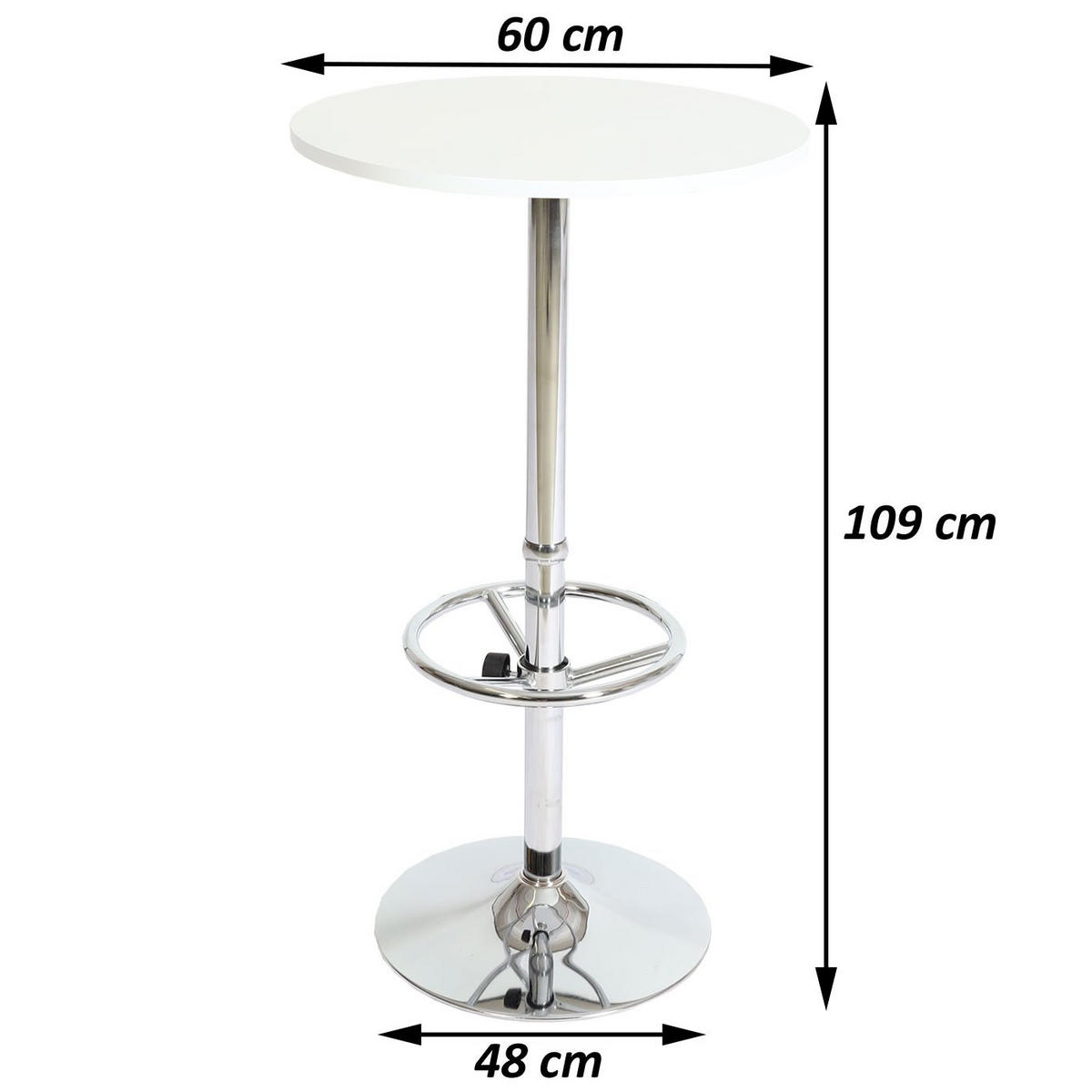 STEHTISCH FUßABLAGE rund Weiß - Weiß, Metall (60/60/109cm) - MCW