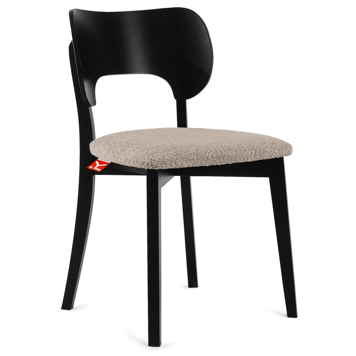 HOLZSTUHL LYCO Esstischstühl 2-er Set, Bouclé - Beige/Schwarz, Holz/Textil (47/80.5/45cm) - KONSIMO®