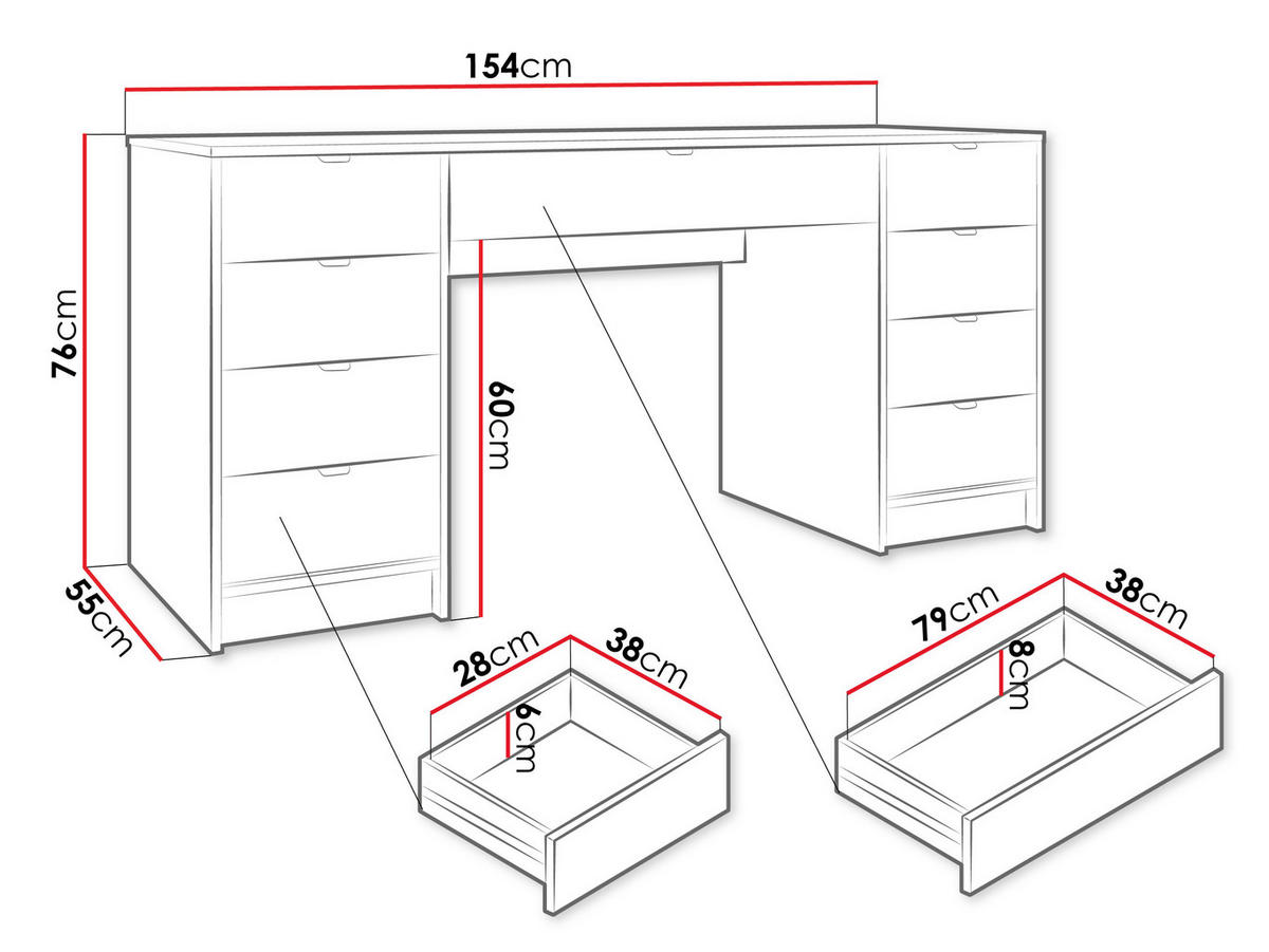 SCHREIBTISCH Tireno Bis - Sandfarben/Goldfarben, Holzwerkstoff/Metall (55/154/76cm) - MIRJAN24