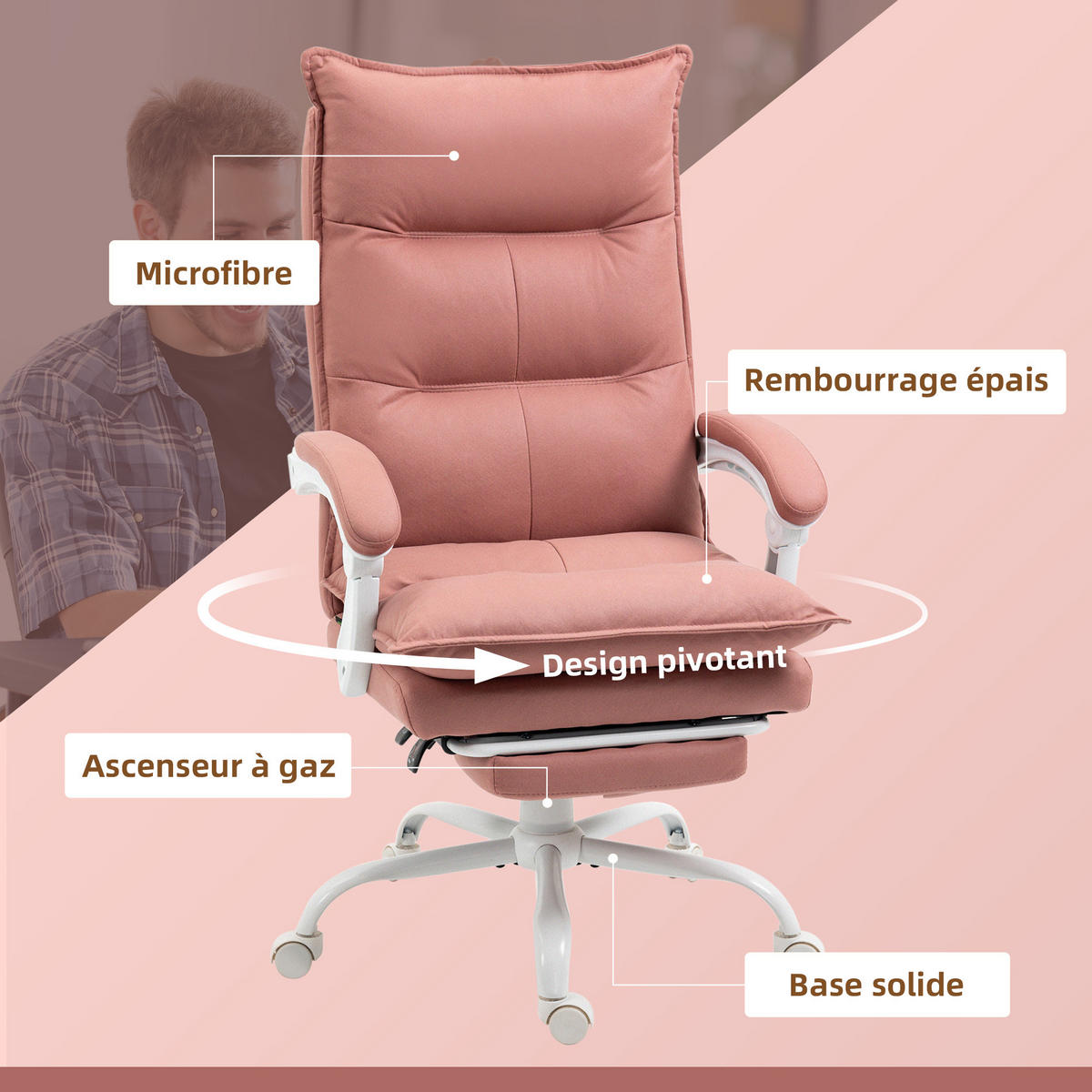 CHEFSESSEL DE-11736 MIT MASSAGE- & HEIZFUNKTION Rosa - Pink, Metall (66/121.5/74cm) - ComfortXL