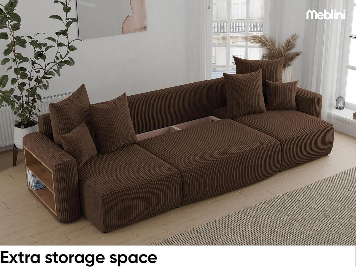 ECKSOFA SOLARIS U - Dunkelbraun/Schwarz, Holzwerkstoff (312/142cm) - Meblini