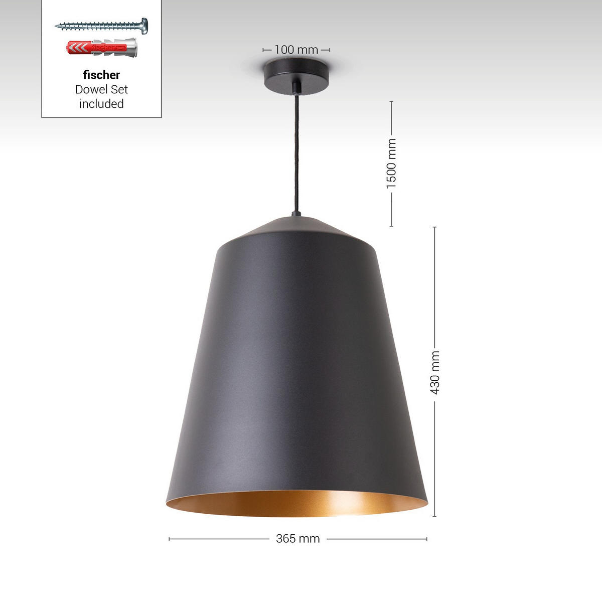 PENDELLEUCHTE Jackson L - Goldfarben, Metall (36.5/36.5/43cm) - Paco Home