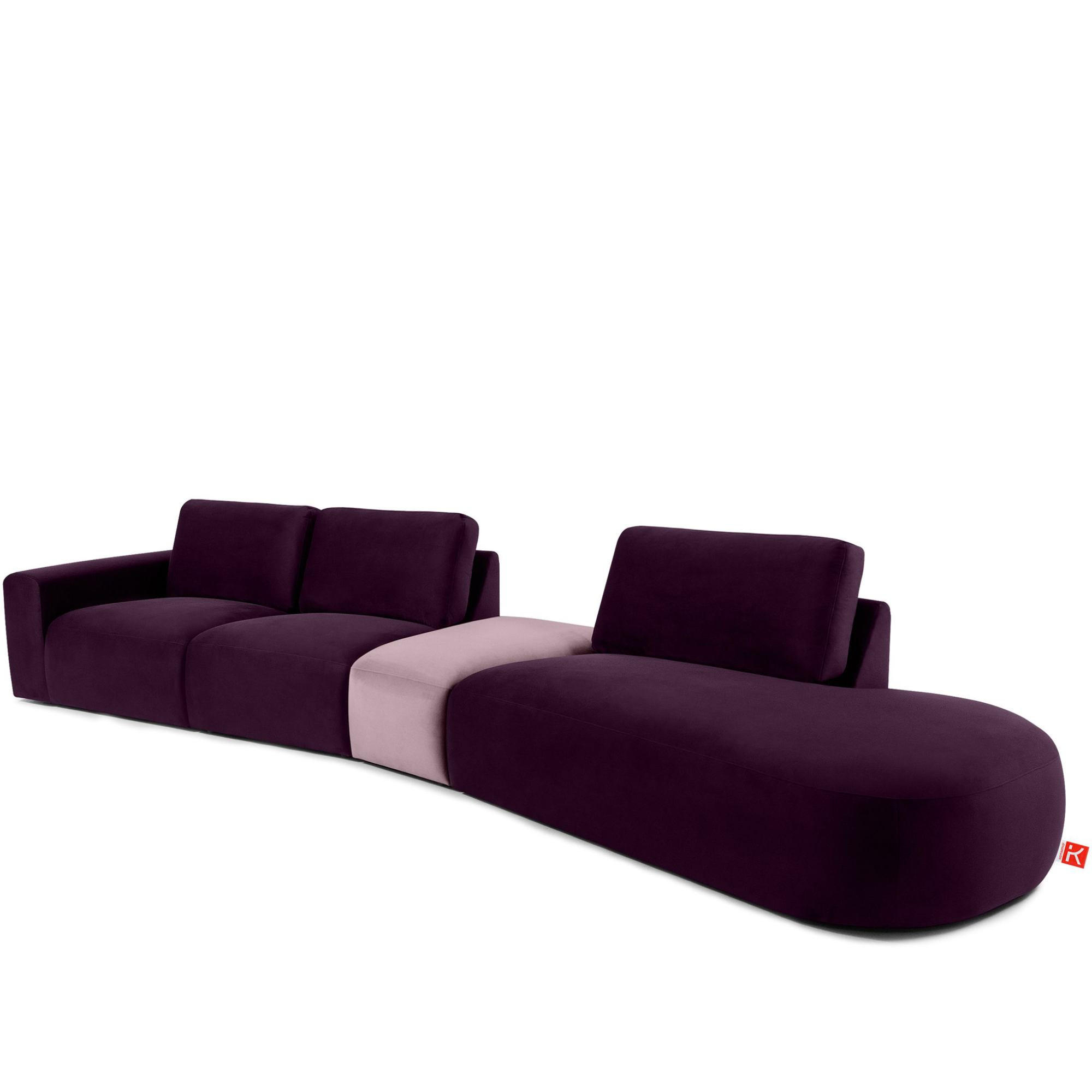5-SITZER ECKSOFA ZUCCO Velour rechts, Violett - Violett, Textil (430/84/105cm) - KONSIMO®