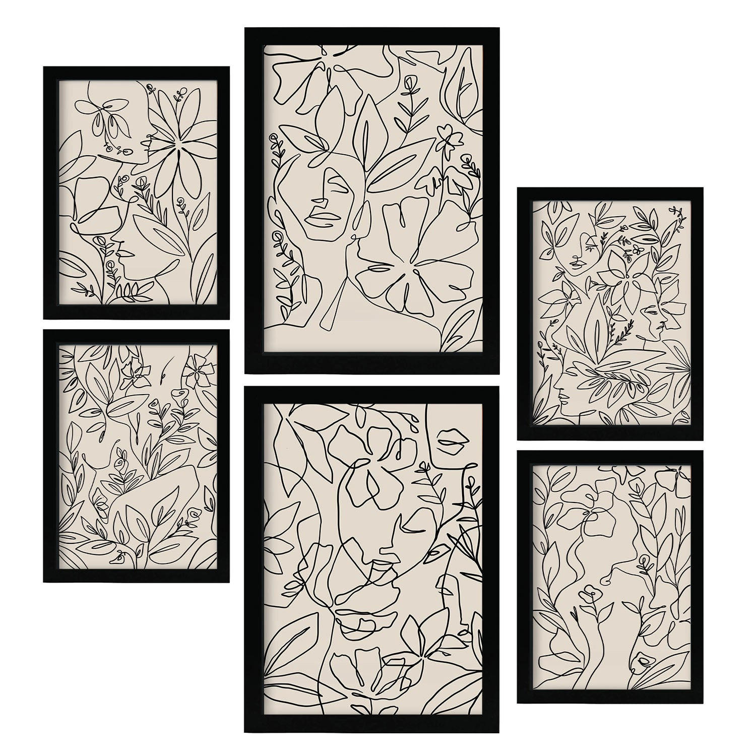 POSTER Set Mit 6 Ruffenrahmen 2 Zusammenfassung A3 & A4 Schwarzer Rahmen - Schwarz, Papier (29/3cm) - Nacnic