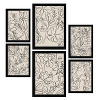 POSTER Set Mit 6 Ruffenrahmen 2 Zusammenfassung A3 & A4 Schwarzer Rahmen - Schwarz, Papier (29/3cm) - Nacnic