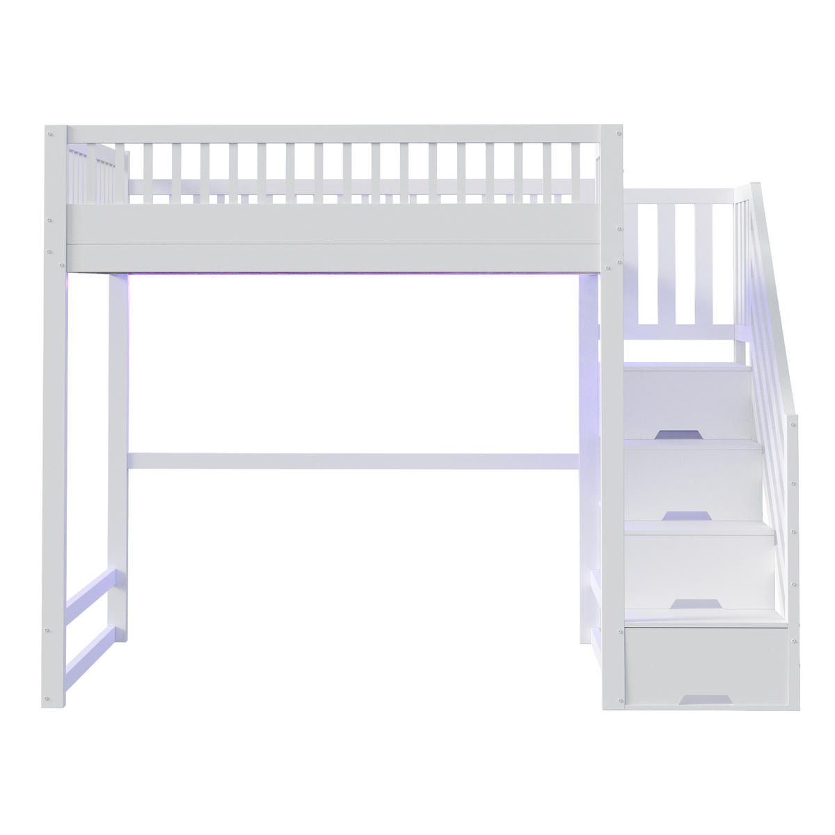 HOCHBETT 140x200 Weiß Kiefer LED Sicherheitsgitter - Weiß, Holz (140/200cm) - FLIEKS
