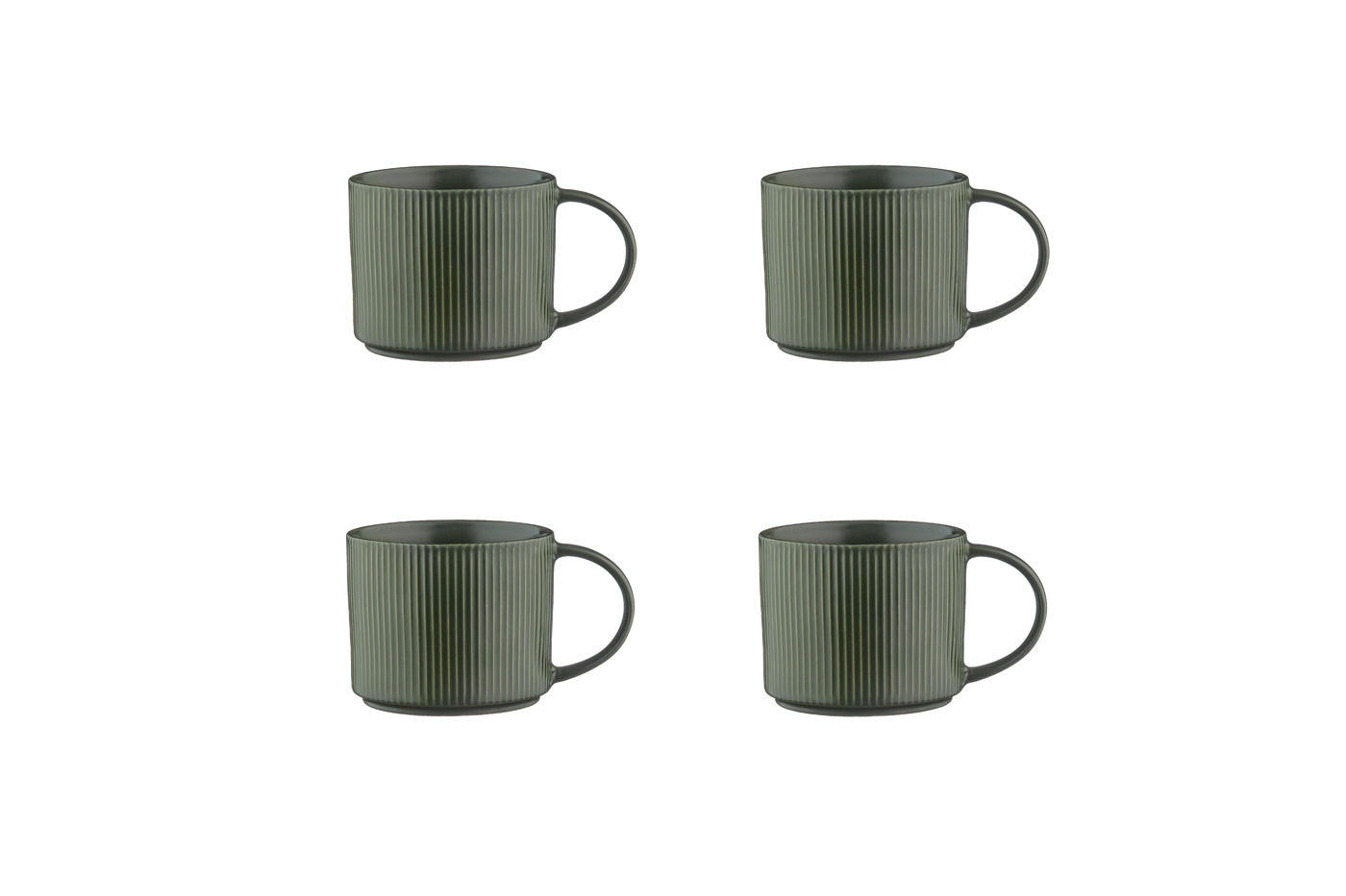 BECHER Scandi 500ml - 4er-Set - Olive - Grün, Keramik (0.5L) - Björn
