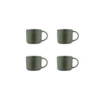 BECHER Scandi 500ml - 4er-Set - Olive - Grün, Keramik (0.5L) - Björn