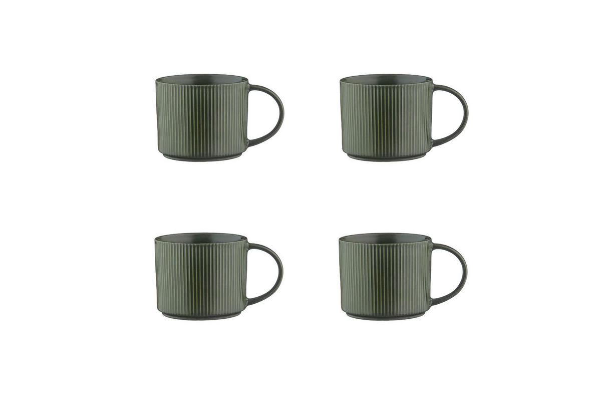 BECHER Scandi 500ml - 4er-Set - Olive - Grün, Keramik (0.5L) - Björn