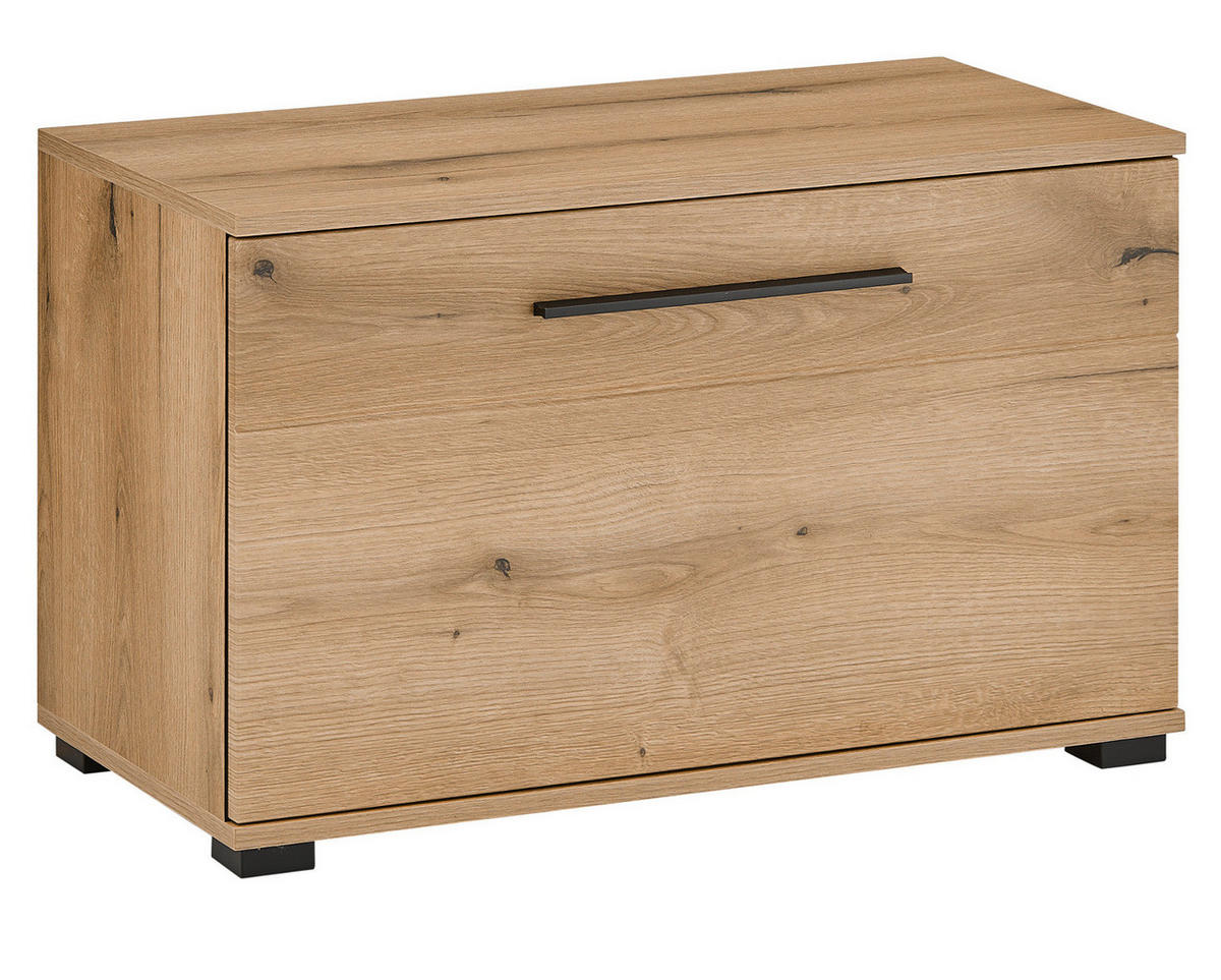 GARDEROBENBANK Evoke Eiche 80 cm, Sitzbank mit Stauraum - Eichefarben/Schwarz, Holzwerkstoff/Kunststoff (80/50/40cm) - Furn.Design