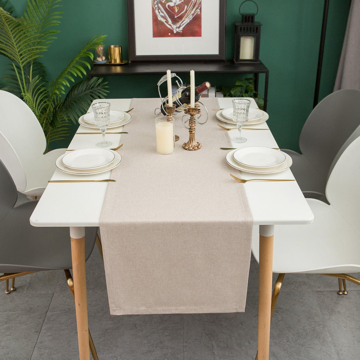 TISCHLÄUFER modern abwaschbar, wasserabweisend, Lotuseffekt, 40x180 cm, Beige - Beige, Textil (40/180cm)