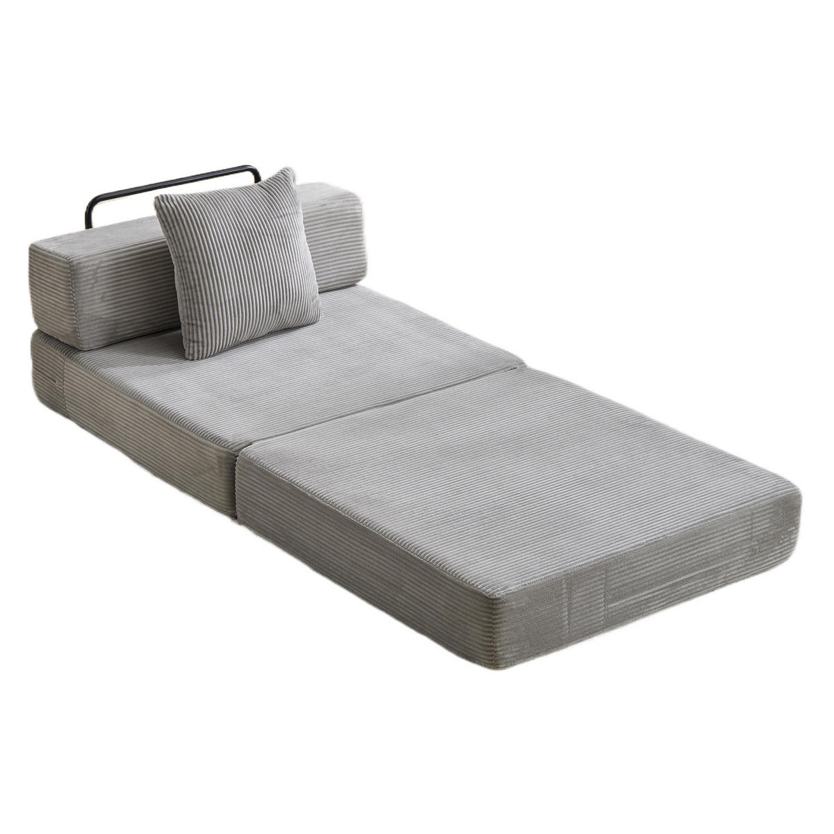SCHLAFSOFA DE-33495 faltbar mit Rücken- und Armlehne Hellgrau - Hellgrau, Textil (92.5/60/92.5cm) - ComfortXL