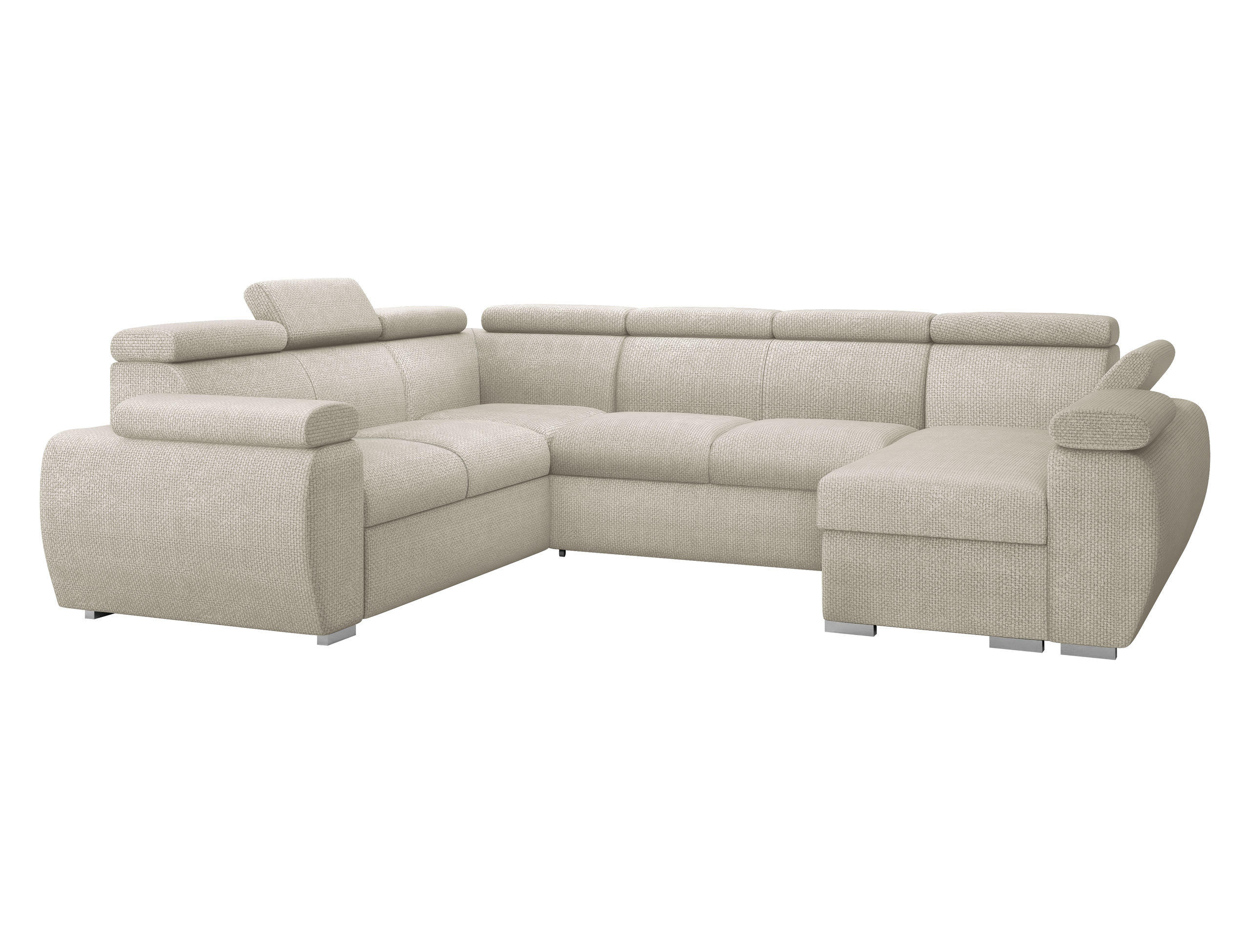 CANAPEA ÎN FORMĂ DE U Boston U, Dreapta - 2R+R+2P+LC - cafeniu/culoare crom, material textil/lemn (260/98/325cm) - MIRJAN24
