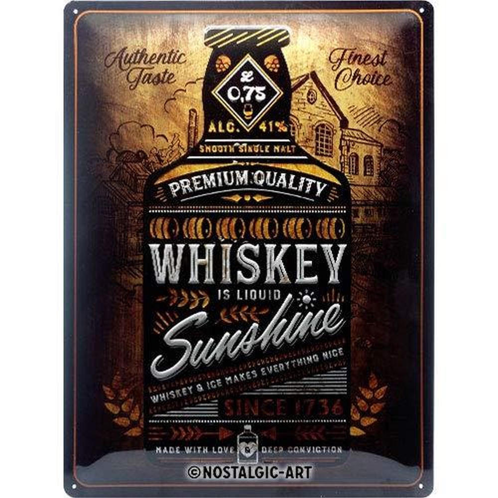 BLECHSCHILD 30/40 cm Open BarWhiskey Sunshine - Multicolor, Metall (30/40/0.2cm) - Nostalgic-Art