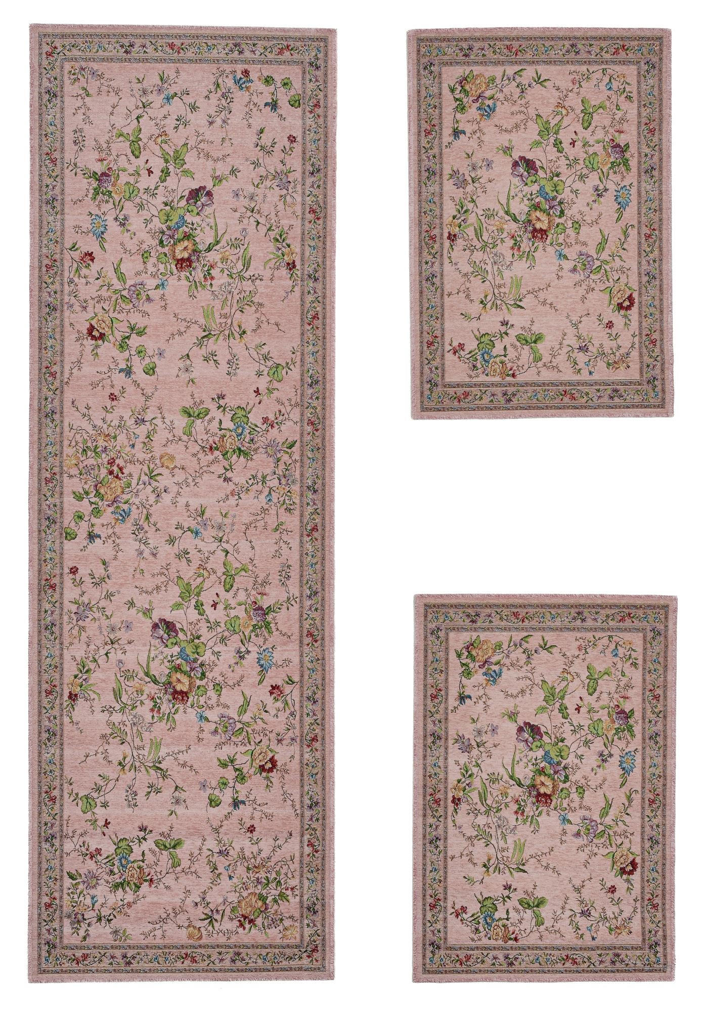 Theko Flachwebteppich Rosa 70x400 cm