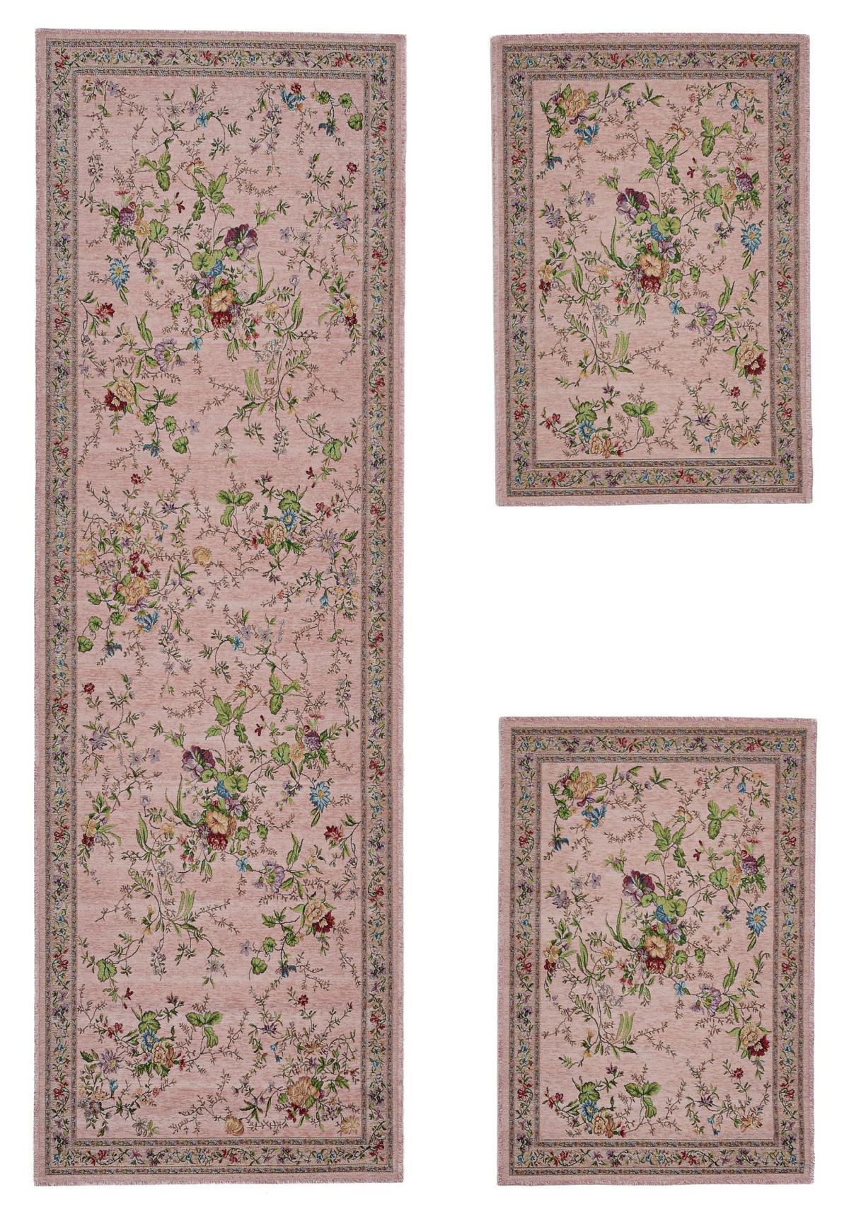 FLACHWEBTEPPICH Flomi Bettumrandung 70x400 cm - Rosa, Textil (70/400cm) - THEKO