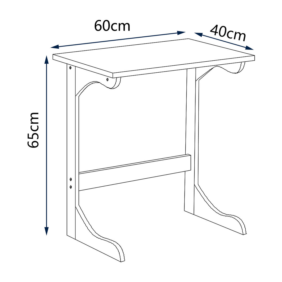 LAPTOPTISCH Hægebostad - Naturfarben, Holz (40/60/65cm) - [en.casa]