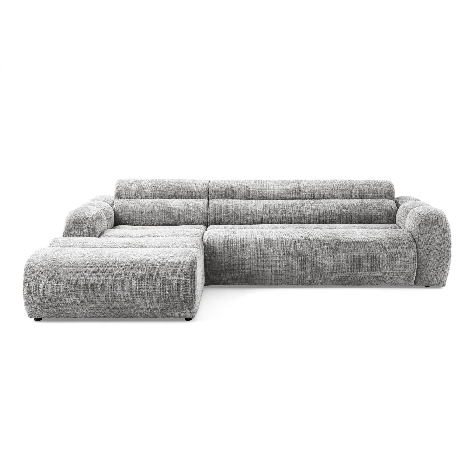 4-SITZER modulares Ecksofa VEER SET 1 Links, 298 x 175 cm, Chenille Webstoff Grau - Schwarz/Grau, Holz/Kunststoff (298/175cm) - Muffo