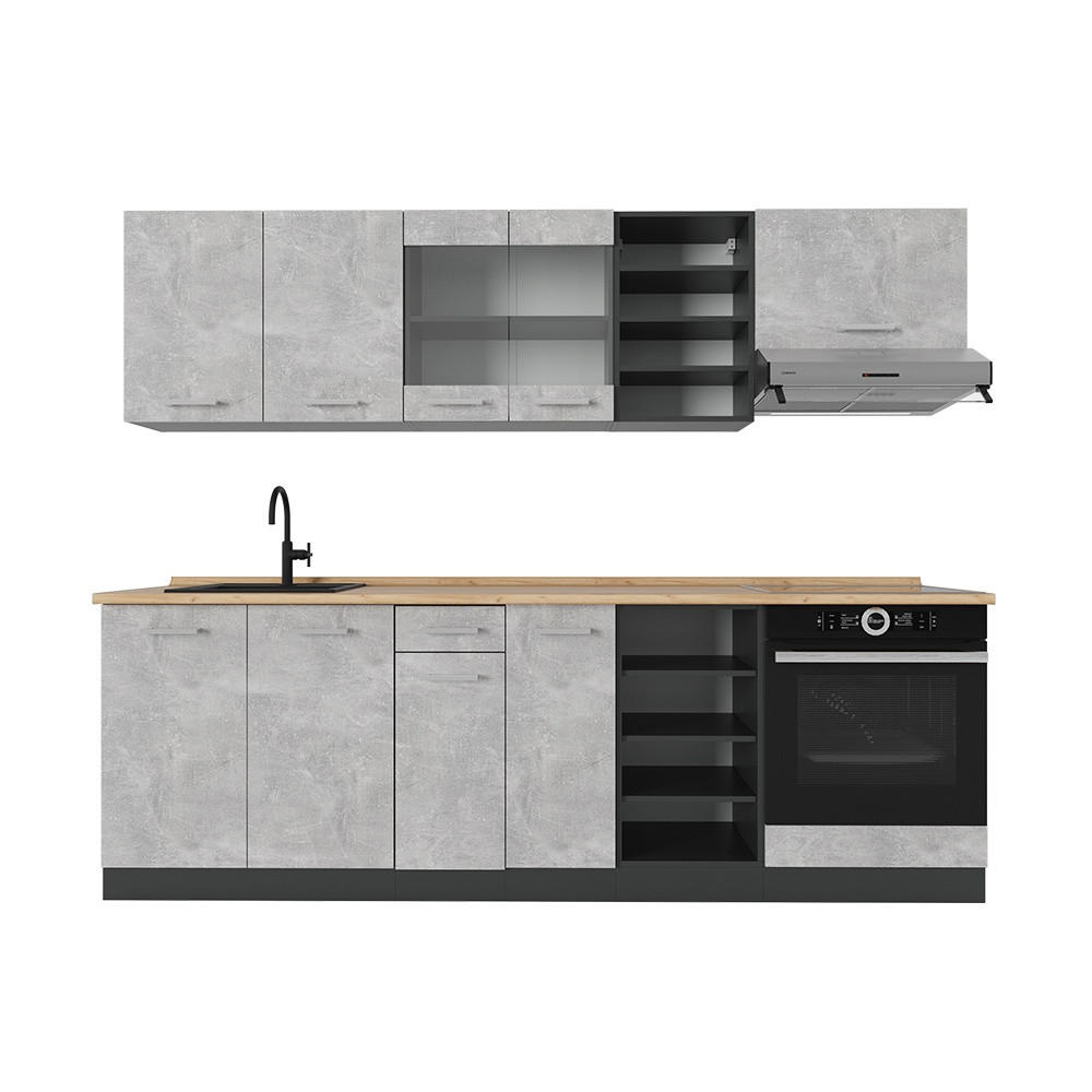 Vicco KUCHYŇSKÝ KOUT R-Line Beton/antracit 240 cm bez pracovní desky