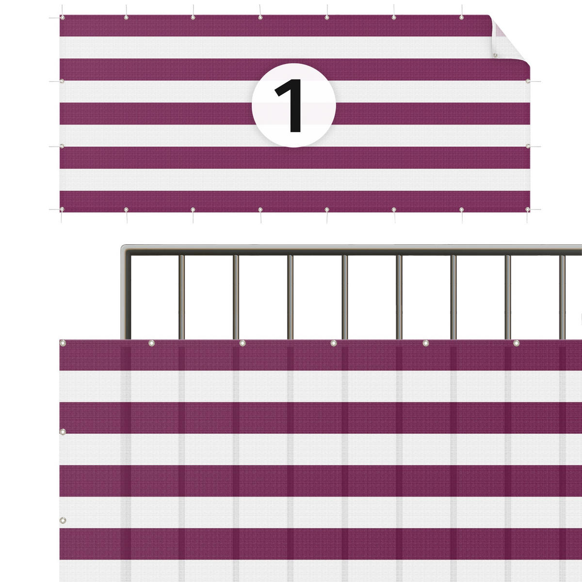 BALKON SICHTSCHUTZ Querstreifen in Fuchsia 250/90 cm - Violett, Kunststoff (250/90cm) - Bilderwelten