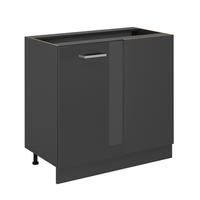 ECKUNTERSCHRANK R-Line Anthrazit Hochglanz 86 cm ohne Arbeitsplatte - Schwarz Hochglanz/Anthrazit, Holzwerkstoff (86/81.6/46cm) - Vicco
