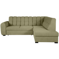 ECKSCHLAFSOFA Zoja rechts grün - Schwarz/Grün, Textil (261/193cm) - Beautysofa