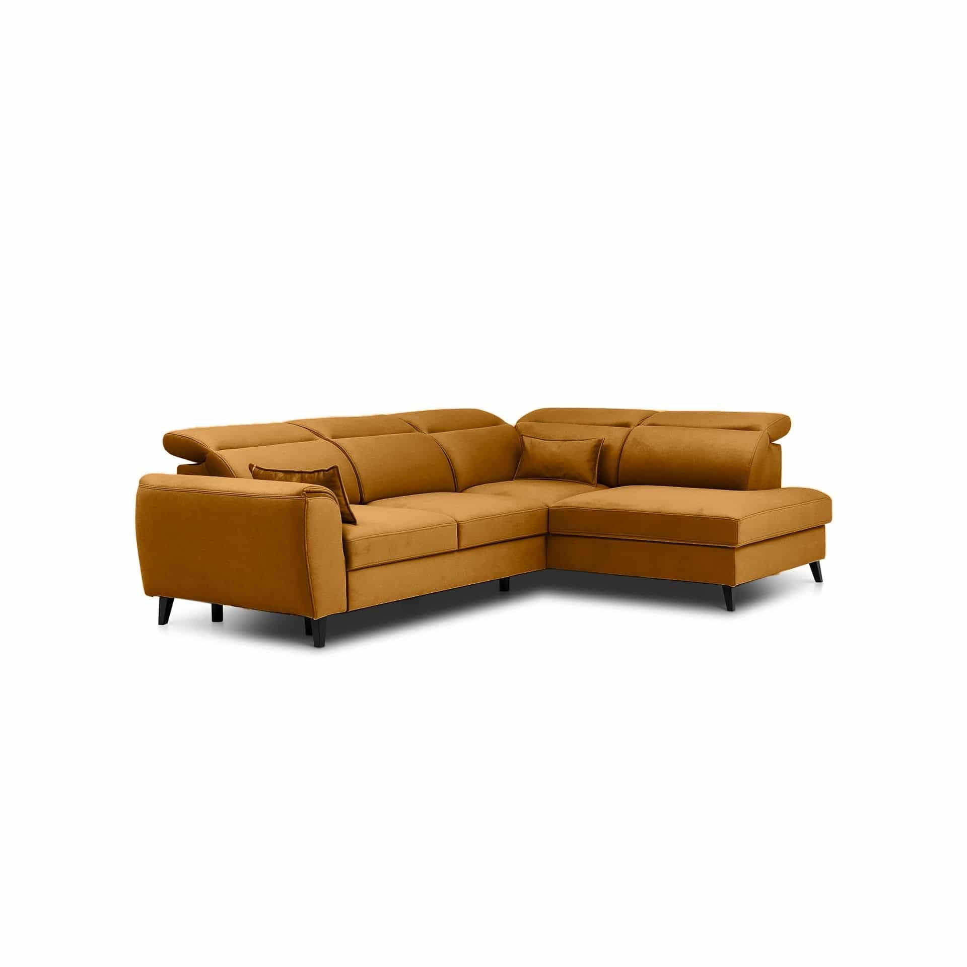 ECKSOFA mit Schlaffunktion & Bettkasten - Gelb/Schwarz, Holz/Textil (201/255cm) - Eltap