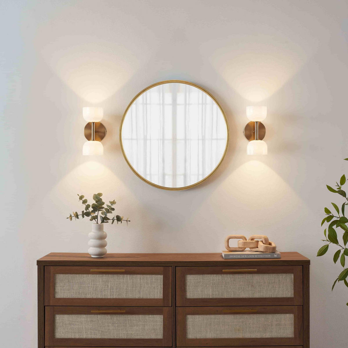 WANDLEUCHTE Nysséa, Messing und Weiß, 20cm - Messingfarben, Glas (9/20/15cm) - KOSILUM