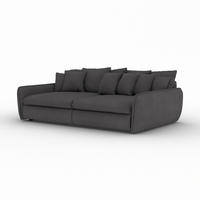 BIGSOFA Hereford Flachgewebe Dunkelgrau inkl. 11 Kissen 234/131/61 cm - Dunkelgrau, Kunststoff/Textil (234/61/131cm) - foamnova