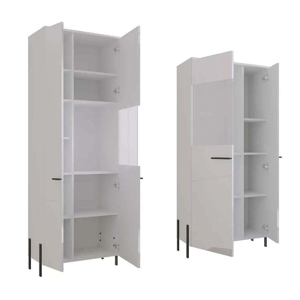 Thumbnail - Feldmann-Wohnen Wohnwand, Weiß, Schwarz, Holz, 13 Fächer, 3 Schubladen, Rechteckig, 290x200x40 cm, Wohnzimmer, Wohnwände...