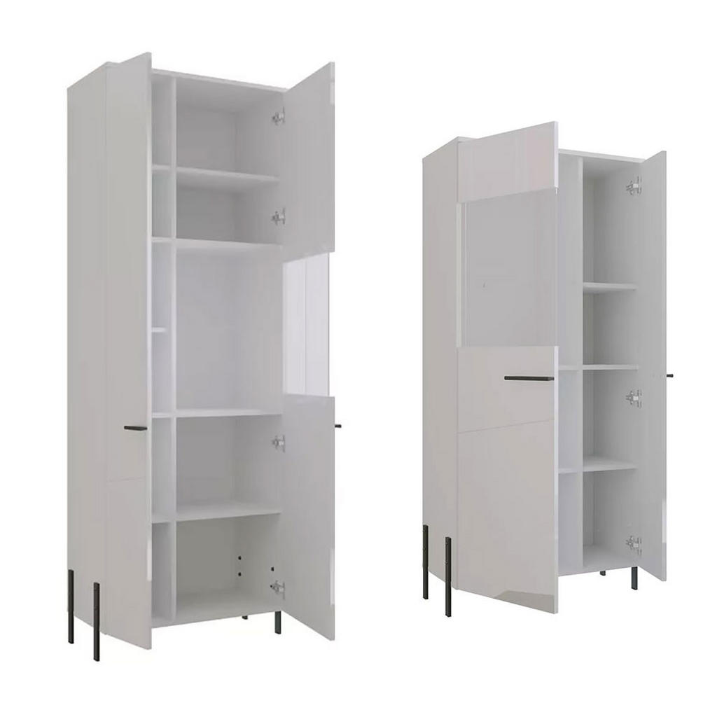 Thumbnail - Feldmann-Wohnen Wohnwand, Weiß, Schwarz, Holz, 15 Fächer, 6 Schubladen, Rechteckig, 440x200x40 cm, Wohnzimmer, Wohnwände...