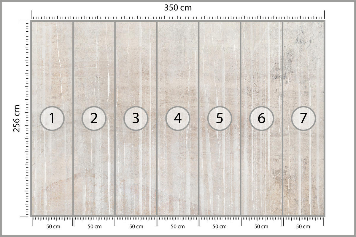 FOTOTAPETE für Wohnzimmer Beton Optik Abstraktion Boho Vintage Retro Natürlich 350x256 - Beige/Braun, Papier (350/256cm) - Muralo