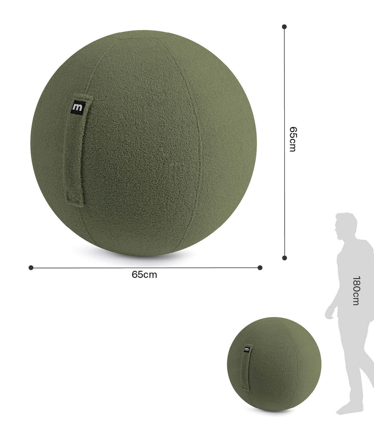 SITZBALL Der Runde - Grün, Textil (65/65/65cm) - Mokebo