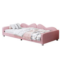 KINDERBETT 90/200 cm Rosa aus Teddystoff mit Rückenlehne und Armlehnen - Rosa, Textil (90/200cm) - Flora Grace