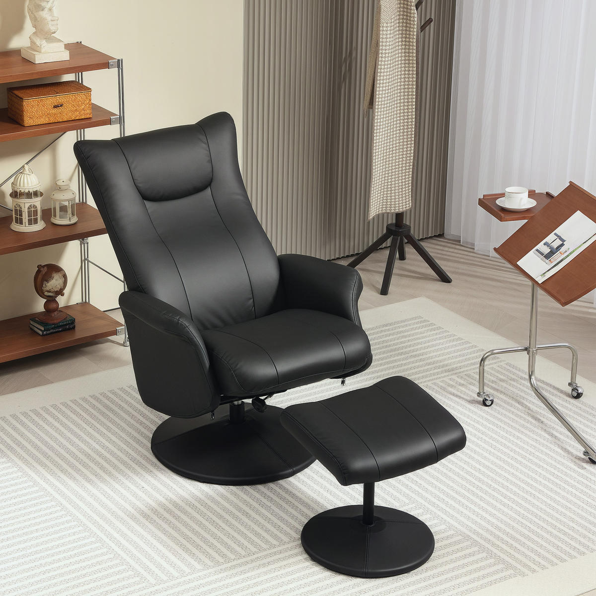 SESSEL Schwarz 79.0/70.0/105.0cm - Schwarz, Leder (70/105/79cm)