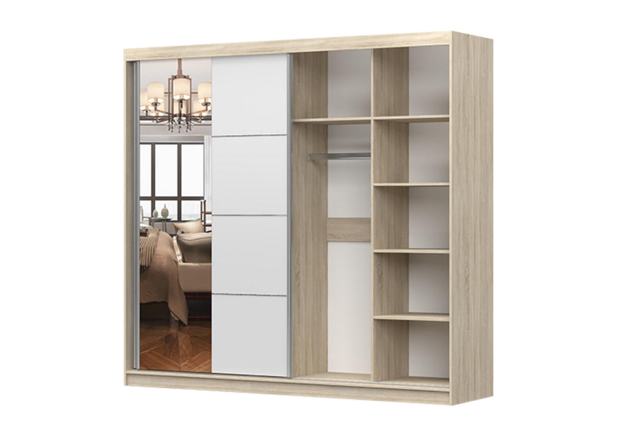 SCHIEBETÜRENSCHRANK - BEN 38 233 CM (Weiß) - Weiß, Holzwerkstoff (233/218/61cm) - Möblo