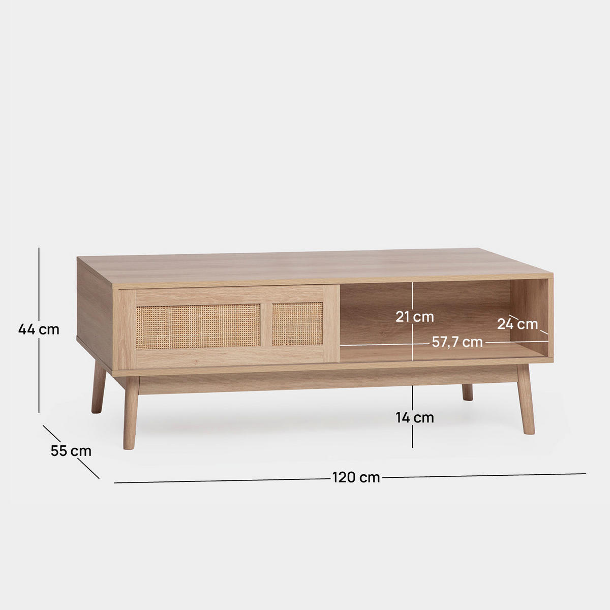 COUCHTISCH FESTER Ikigai Natürlich 120 cm x 43 cm - Naturfarben, Holzwerkstoff (55/120/43cm) - Klast Home
