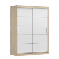 SCHIEBETÜRENSCHRANK - Lara 06 - Sonoma + Weiß - Weiß/Sonoma Eiche, Holzwerkstoff/Metall (150/200/61cm) - Möblo