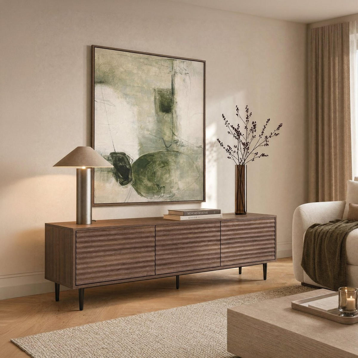 TV-ELEMENT Evoke Walnuss 160 cm x 52 cm - Walnussfarben, Holzwerkstoff (160/52/40cm) - Klast Home