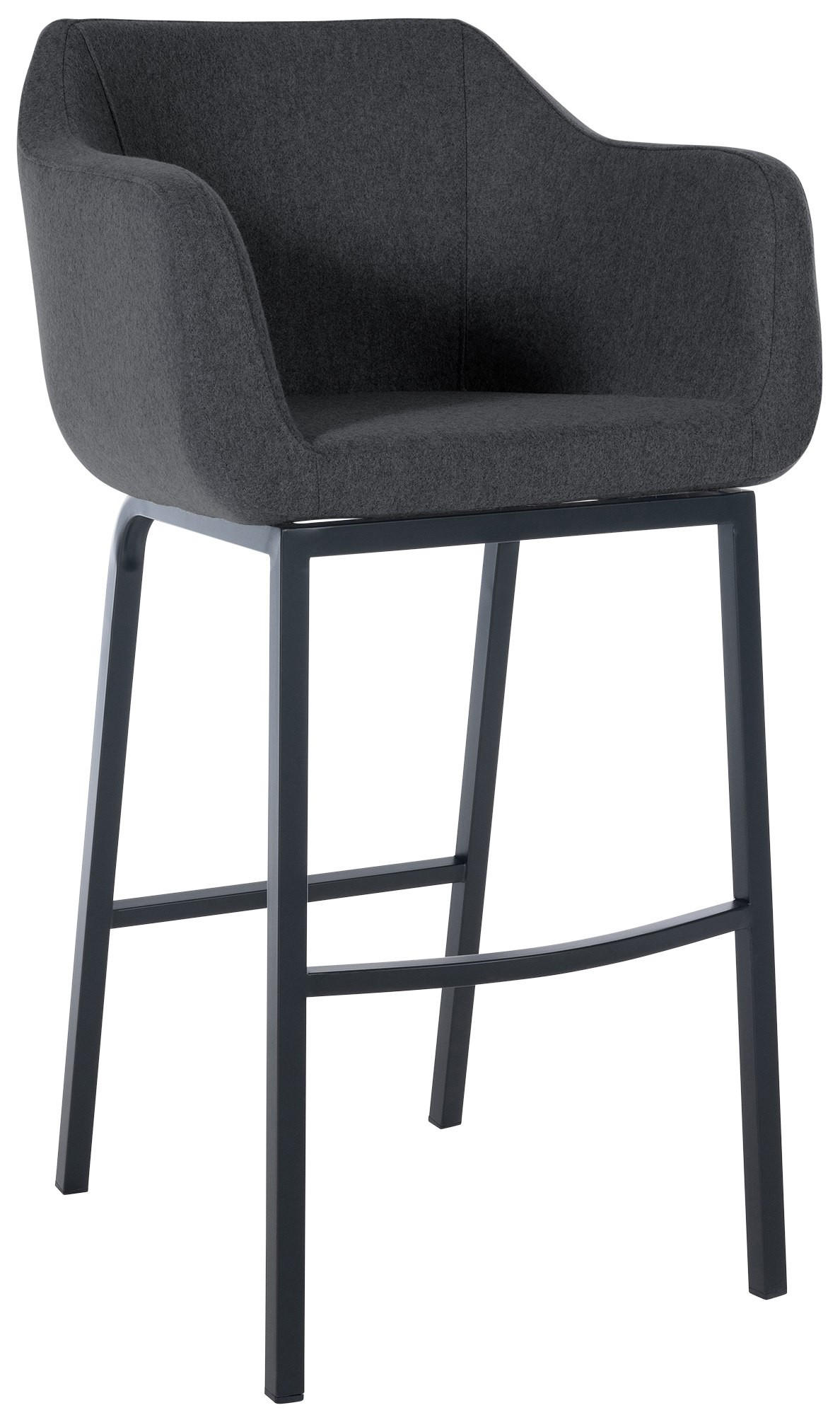 BARHOCKER Filz grau - Schwarz/Grau, Textil/Metall (58/108/56cm) - CLP