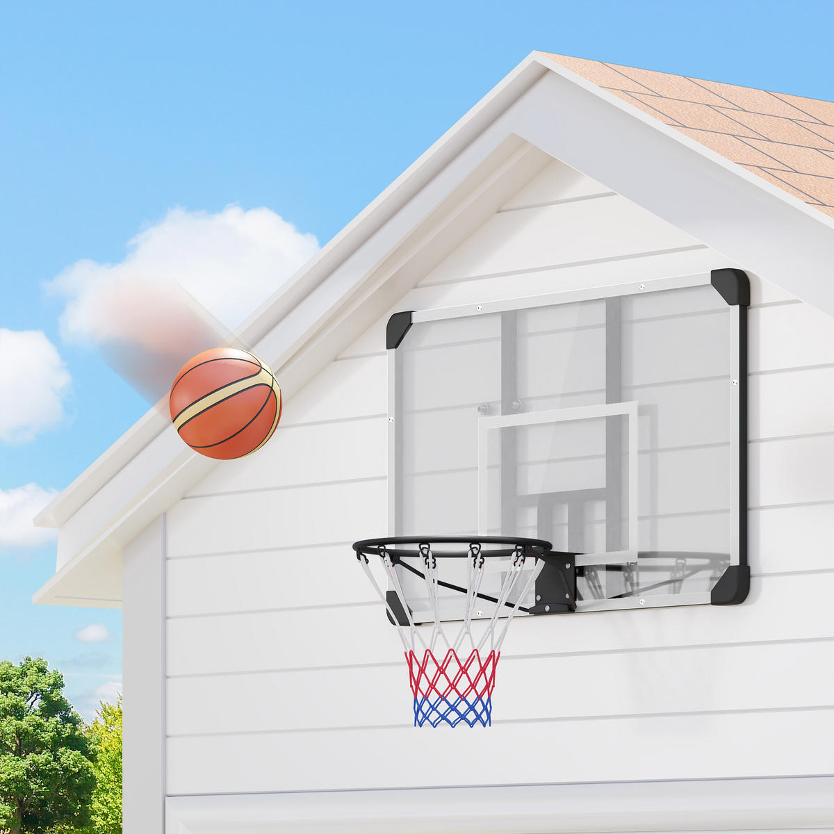 BASKETBALLKORB - Schwarz/Weiß, Metall (61/113cm) - SPORTNOW