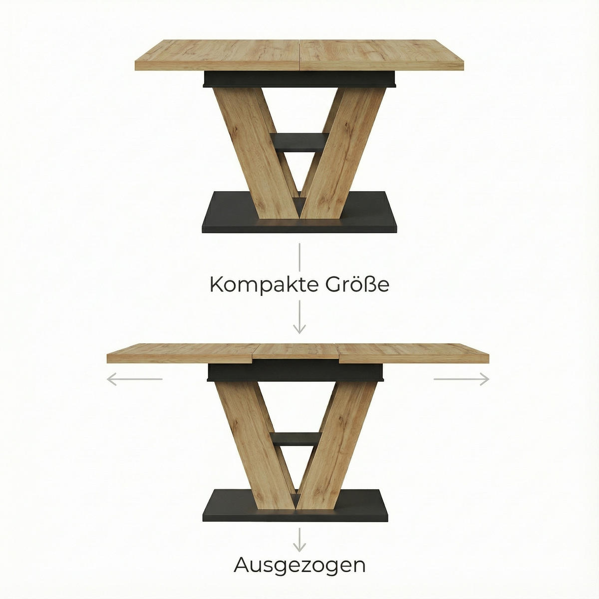 ESSTISCH Ausziehbar 110-140 cm Natural Wood mit verstecktem Staufach - Sonoma Eiche, Holzwerkstoff (80/110/75cm) - Urban Meuble