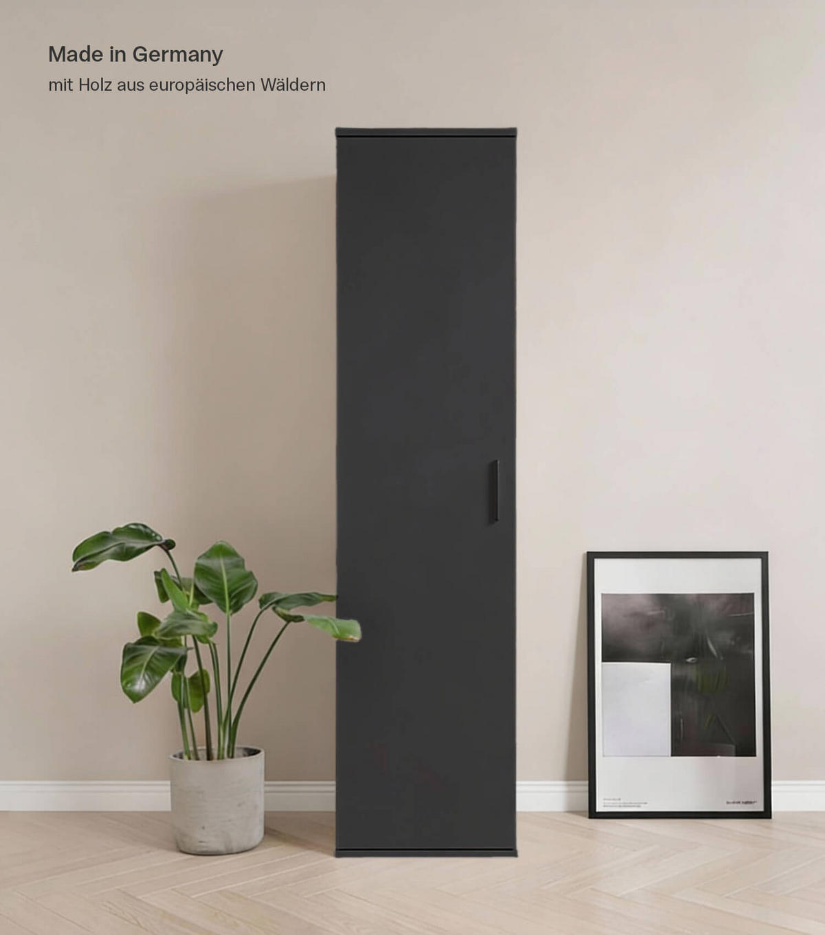 MEHRZWECKSCHRANK Der Kompakte - Anthrazit/Schwarz, Holzwerkstoff (42/180/34cm) - Mokebo