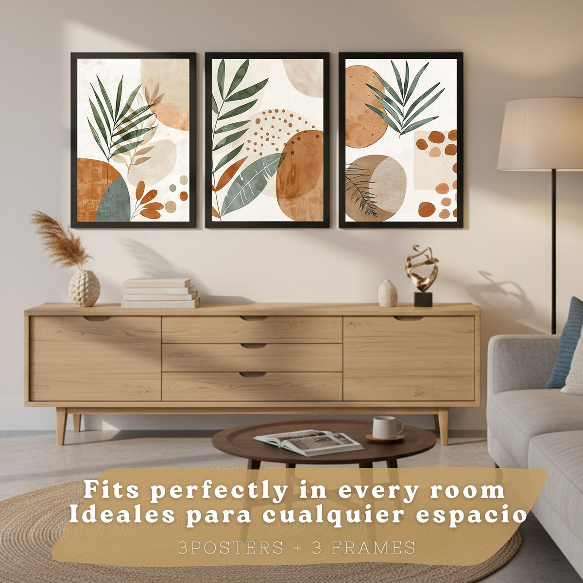 PLAKAT Sada 3 Rostlinná půda A3 Černý rám - černá, papír (29.7/1/42cm) - Nacnic