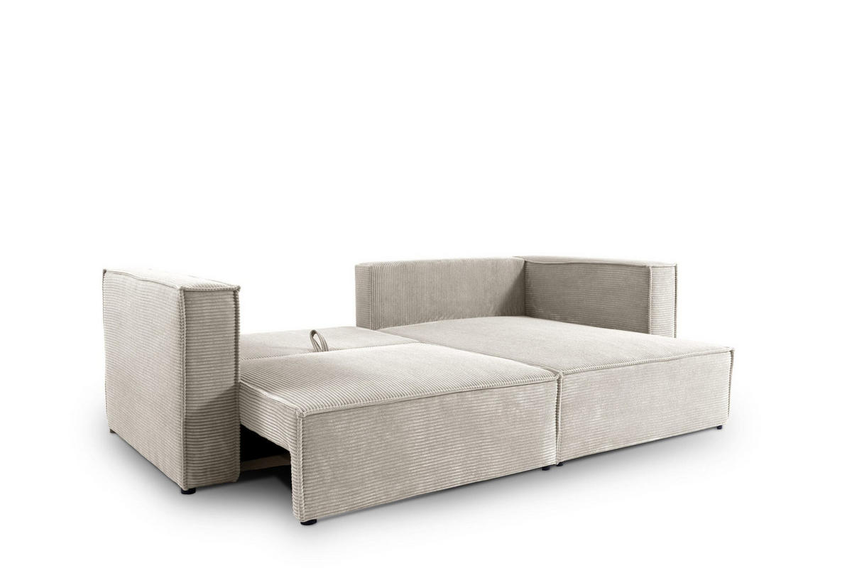 ECKSOFA mit Schlaffunktion Cord Beige - Beige, Textil (245/148cm) - Furnisell