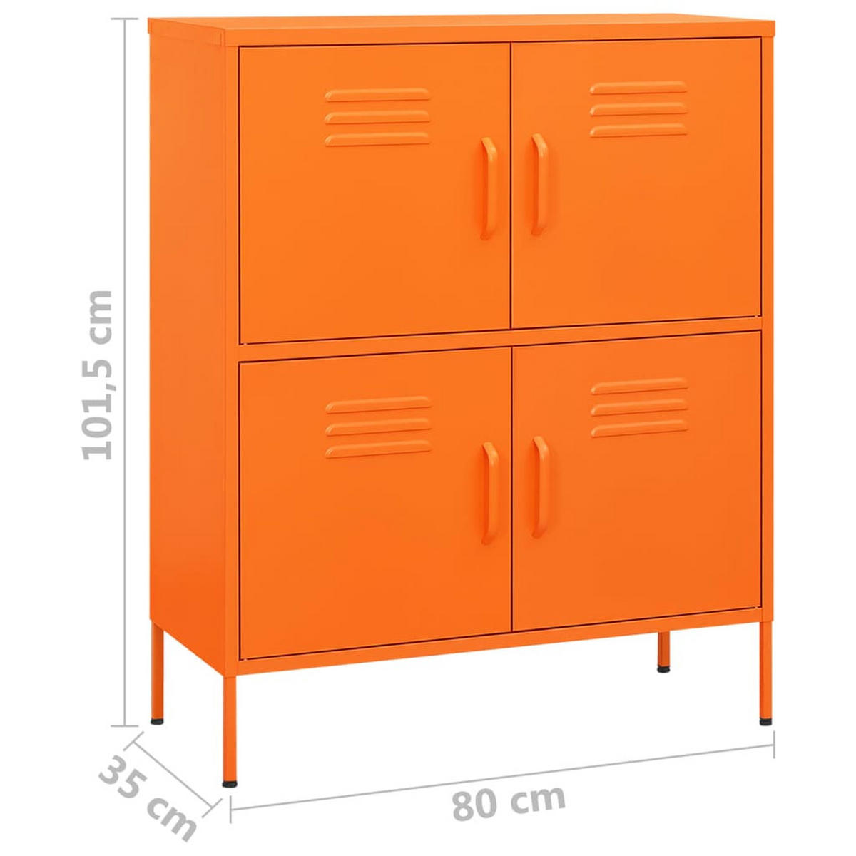SIDEBOARD mit 4 Türen, 80/35/101,5 cm, aus Stahl, in Orange - Orange, Metall (80/101.5/35cm) - vidaXL